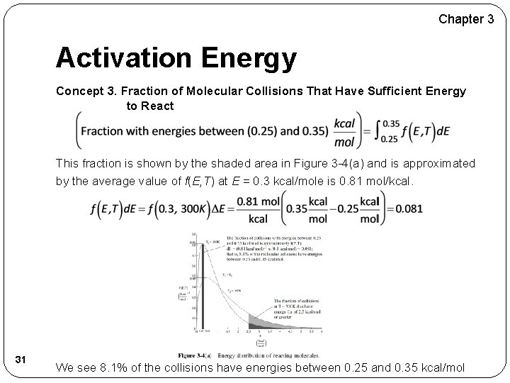 Chapter 3 Activation Energy Concept 3. Fraction of Molecular Collisions That Have Sufficient Energy