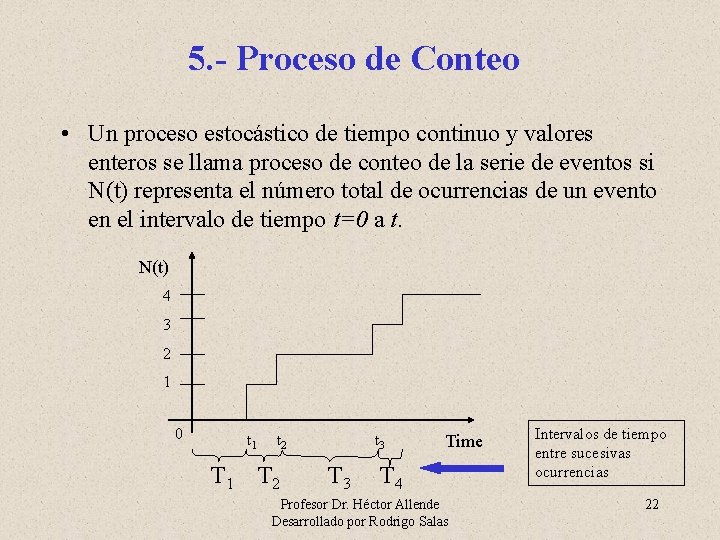 5. - Proceso de Conteo • Un proceso estocástico de tiempo continuo y valores