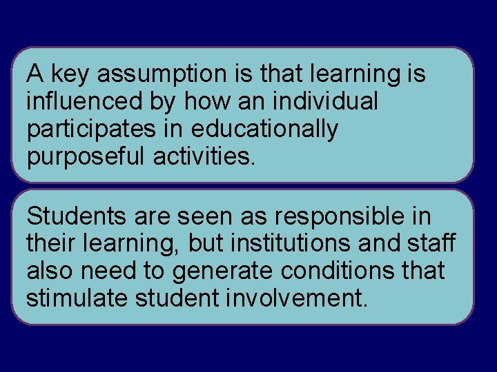 A key assumption is that learning is influenced by how an individual participates in A key assumption is that learning is influenced by how an individual participates in
