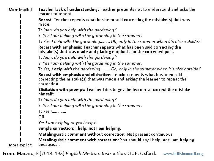 More implicit | | | | | | | More explicit Teacher lack of More implicit | | | | | | | More explicit Teacher lack of