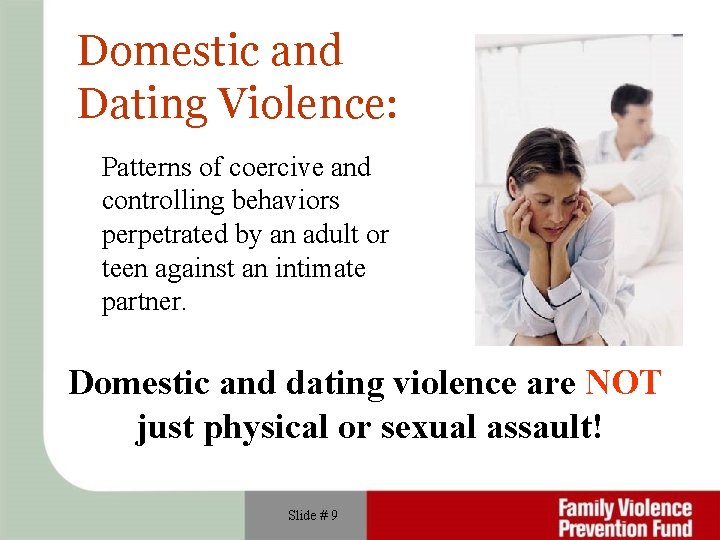 Domestic and Dating Violence: Patterns of coercive and controlling behaviors perpetrated by an adult