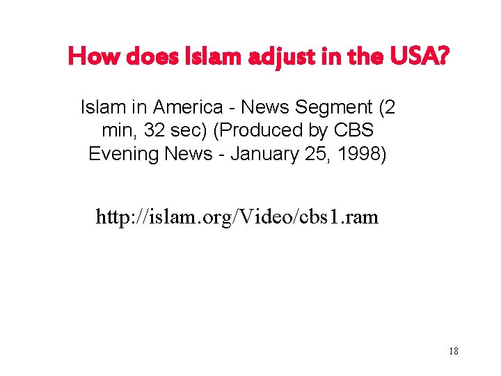 How does Islam adjust in the USA? Islam in America - News Segment (2