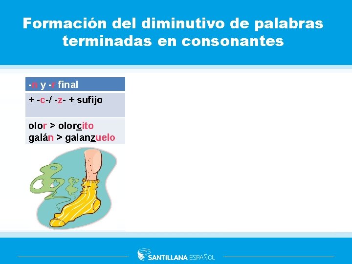 Formación del diminutivo de palabras terminadas en consonantes -n y -r final -z (monosílabos)