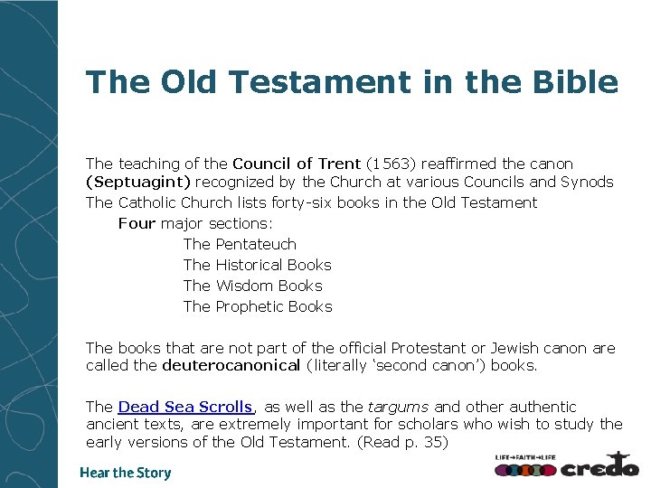 The Old Testament in the Bible The teaching of the Council of Trent (1563)