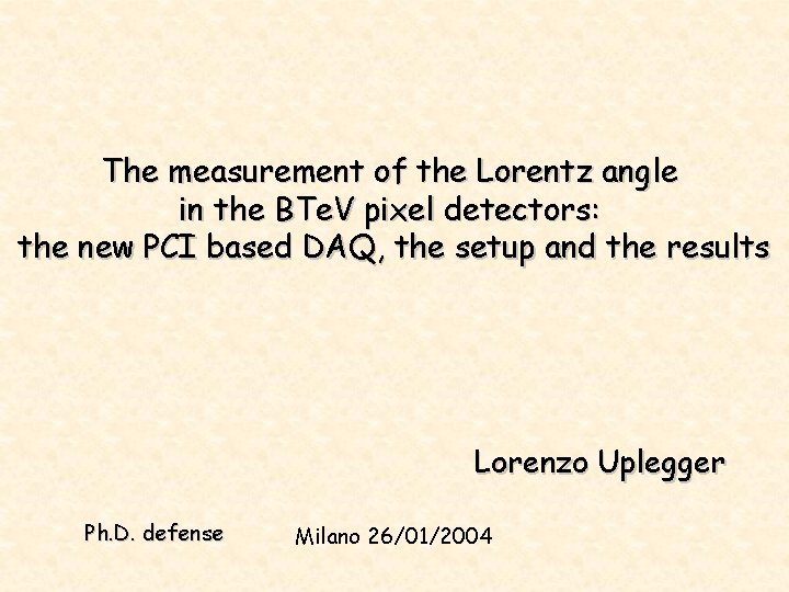 The measurement of the Lorentz angle in the BTe. V pixel detectors: the new
