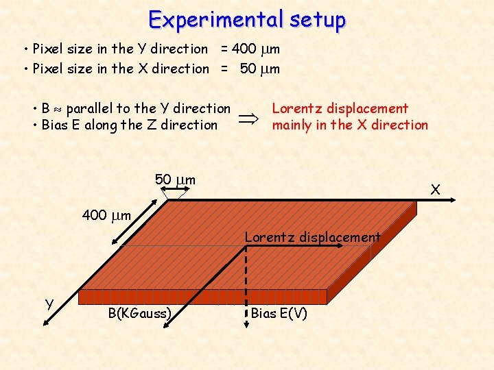 Experimental setup • Pixel size in the Y direction = 400 mm • Pixel