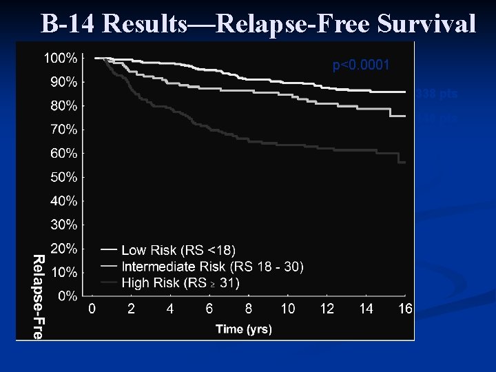 B-14 Results—Relapse-Free Survival p<0. 0001 338 pts 149 pts 181 pts Paik et al,