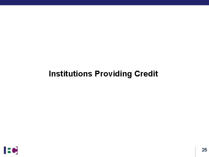 Institutions Providing Credit 25 