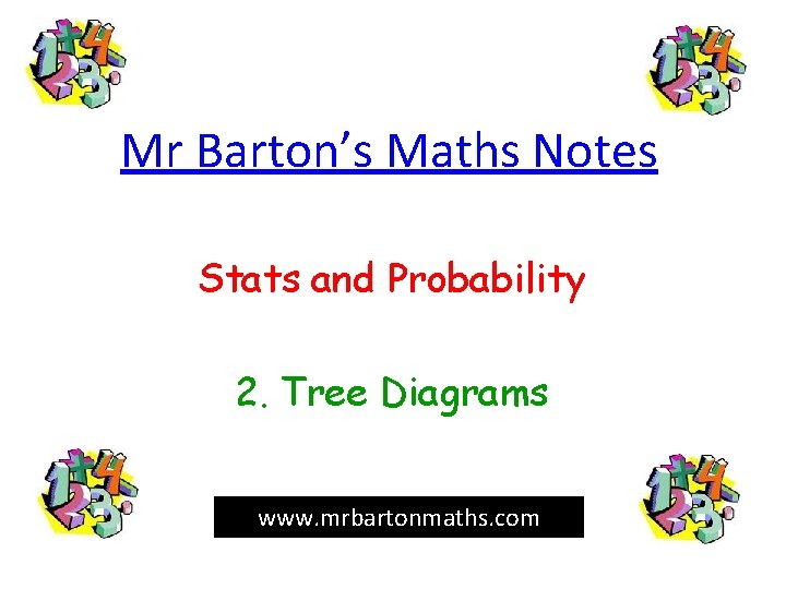 Mr Barton’s Maths Notes Stats and Probability 2. Tree Diagrams www. mrbartonmaths. com 