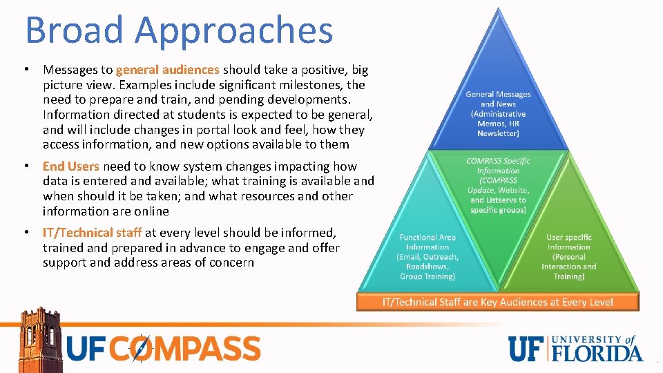 Broad Approaches • Messages to general audiences should take a positive, big picture view.