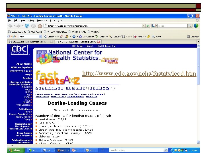 http: //www. cdc. gov/nchs/fastats/lcod. htm 