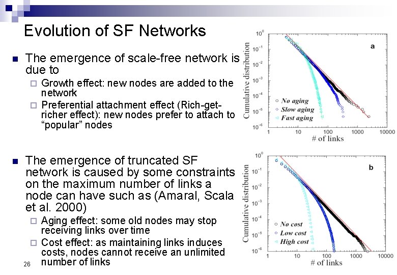 Evolution of SF Networks n The emergence of scale-free network is due to Growth