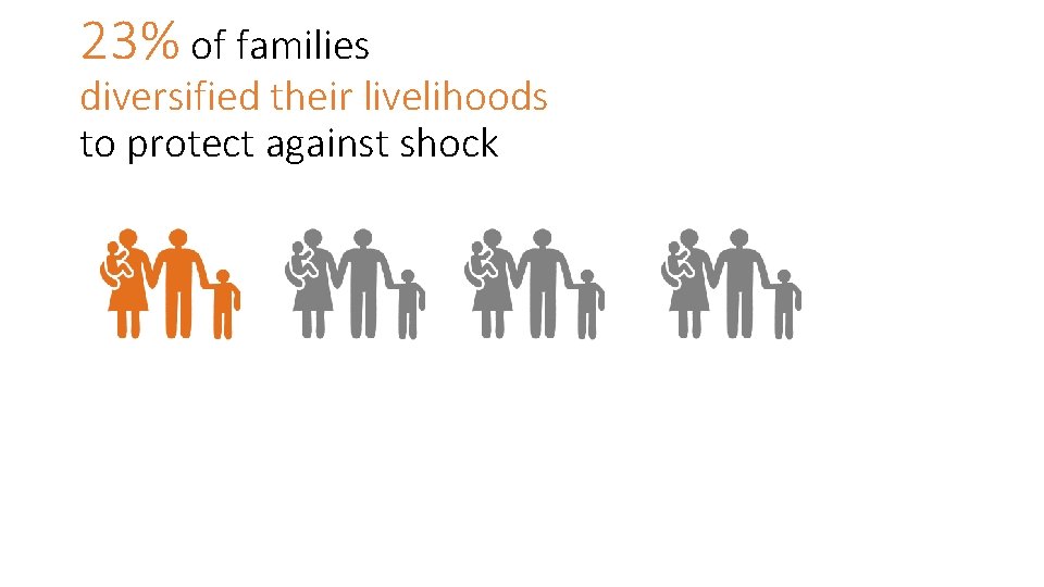 23% of families diversified their livelihoods to protect against shock 