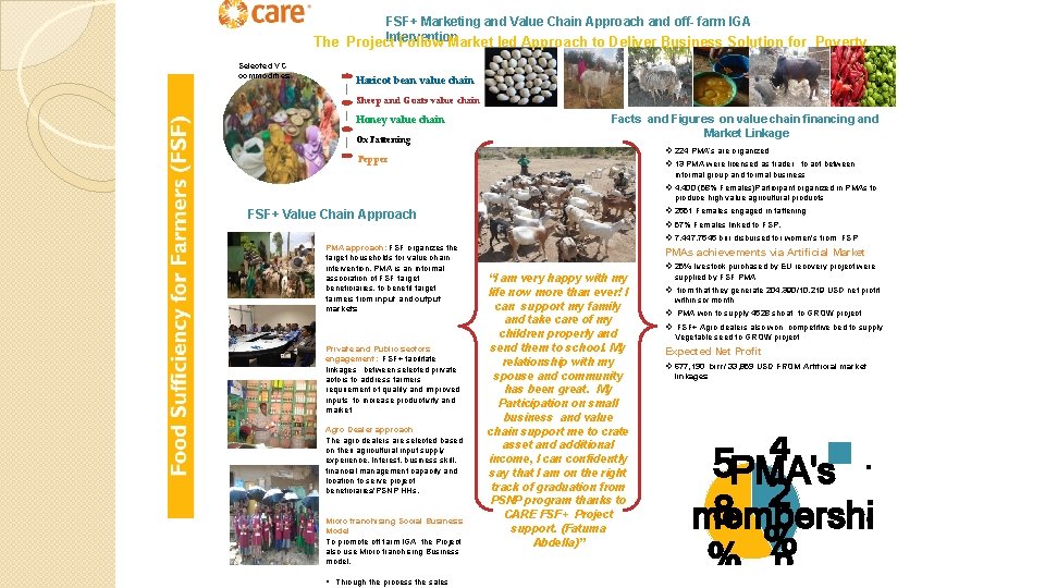 FSF+ Marketing and Value Chain Approach and off- farm IGA Intervention The Project Follow