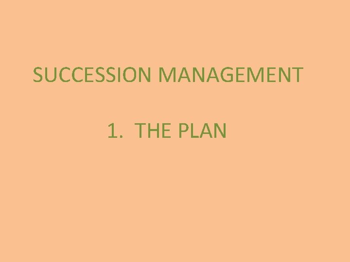 SUCCESSION MANAGEMENT 1. THE PLAN 