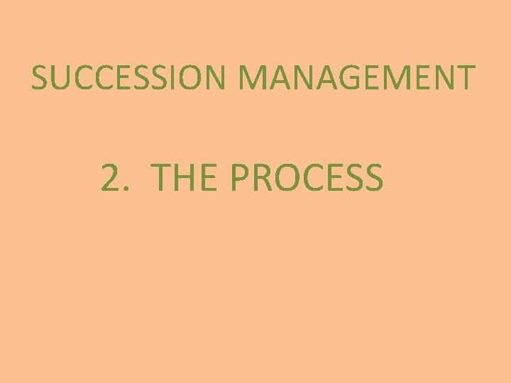 SUCCESSION MANAGEMENT 2. THE PROCESS 