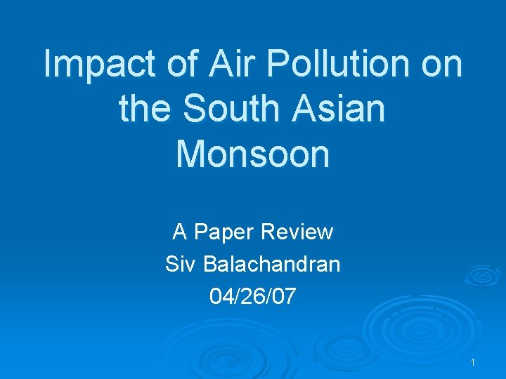 Impact of Air Pollution on the South Asian
