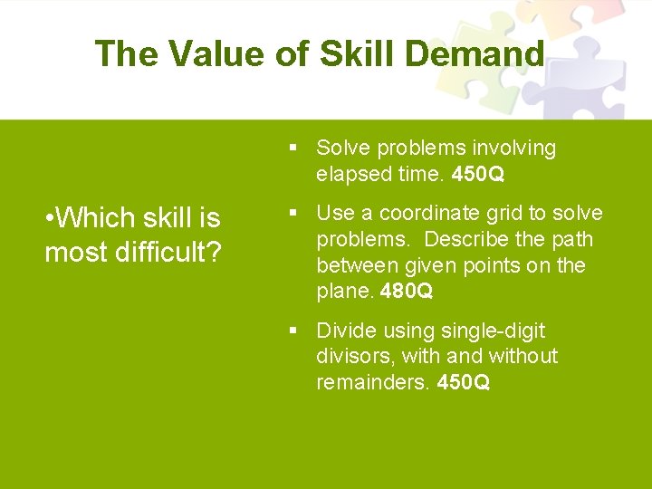 The Value of Skill Demand § Solve problems involving elapsed time. 450 Q •