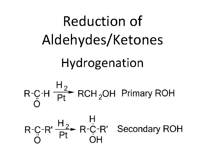 Reduction of Aldehydes/Ketones Hydrogenation 