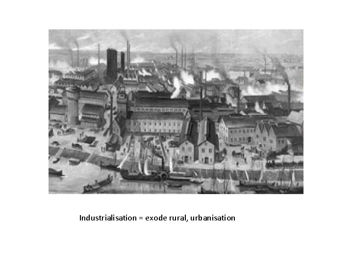Industrialisation = exode rural, urbanisation 