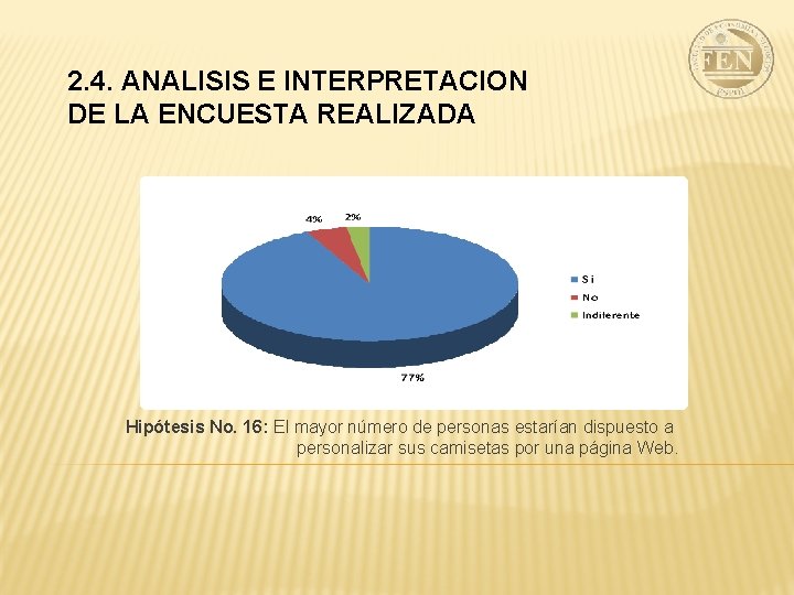 2. 4. ANALISIS E INTERPRETACION DE LA ENCUESTA REALIZADA Hipótesis No. 16: El mayor