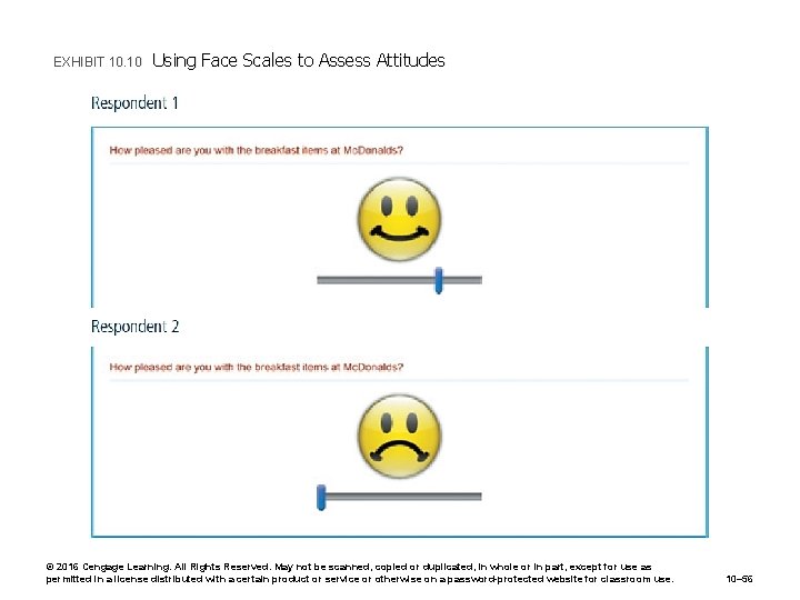 EXHIBIT 10. 10 Using Face Scales to Assess Attitudes © 2016 Cengage Learning. All