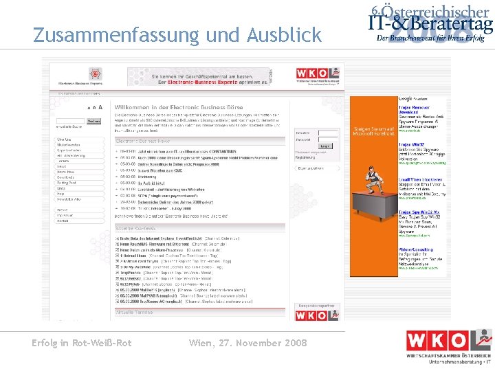 Zusammenfassung und Ausblick Erfolg in Rot-Weiß-Rot Wien, 27. November 2008 
