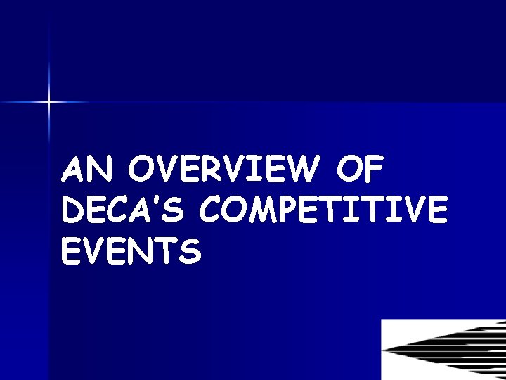 AN OVERVIEW OF DECA’S COMPETITIVE EVENTS 