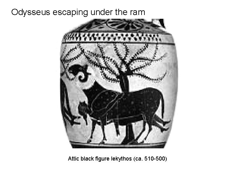 Odysseus escaping under the ram Attic black figure lekythos (ca. 510 -500) 