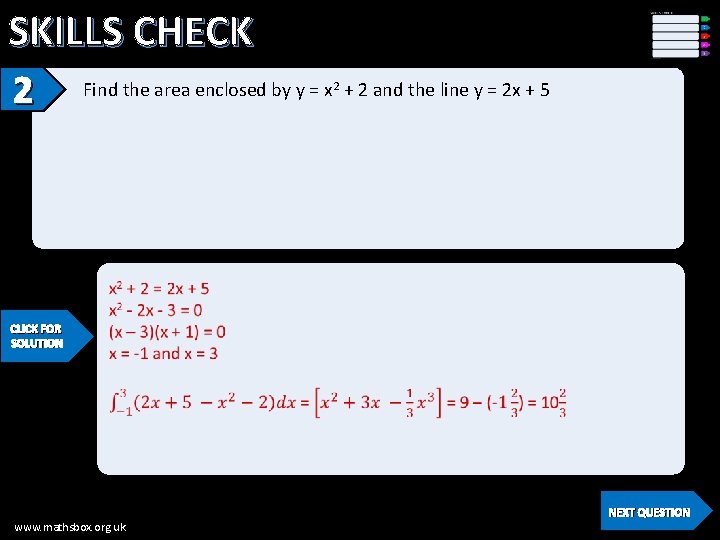 SKILLS CHECK 2 Find the area enclosed by y = x 2 + 2 SKILLS CHECK 2 Find the area enclosed by y = x 2 + 2