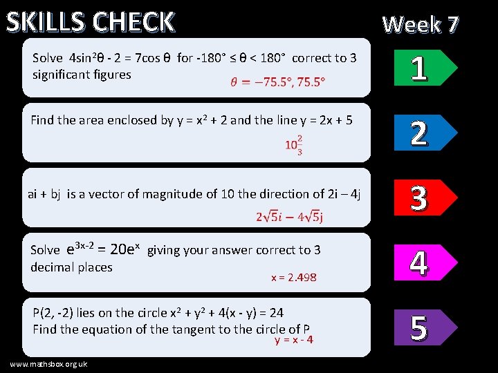 SKILLS CHECK Week 7 Solve 4 sin 2θ - 2 = 7 cos θ SKILLS CHECK Week 7 Solve 4 sin 2θ - 2 = 7 cos θ