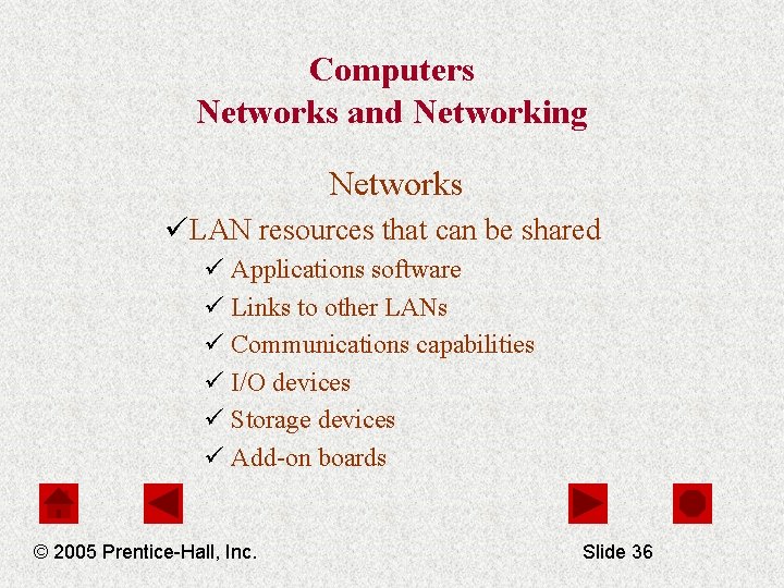 Computers Networks and Networking Networks üLAN resources that can be shared ü Applications software