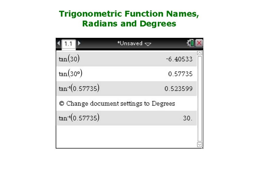 Trigonometric Function Names, Radians and Degrees 