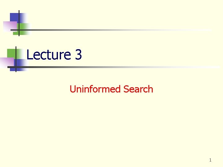 Lecture 3 Uninformed Search 1 