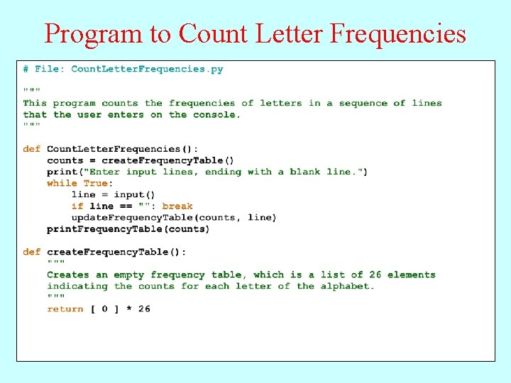 Program to Count Letter Frequencies 
