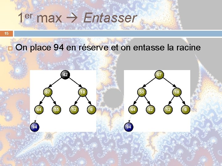 1 er max Entasser 15 On place 94 en réserve et on entasse la 1 er max Entasser 15 On place 94 en réserve et on entasse la