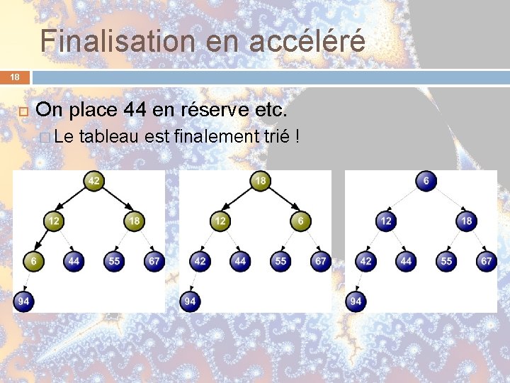 Finalisation en accéléré 18 On place 44 en réserve etc. � Le tableau est Finalisation en accéléré 18 On place 44 en réserve etc. � Le tableau est