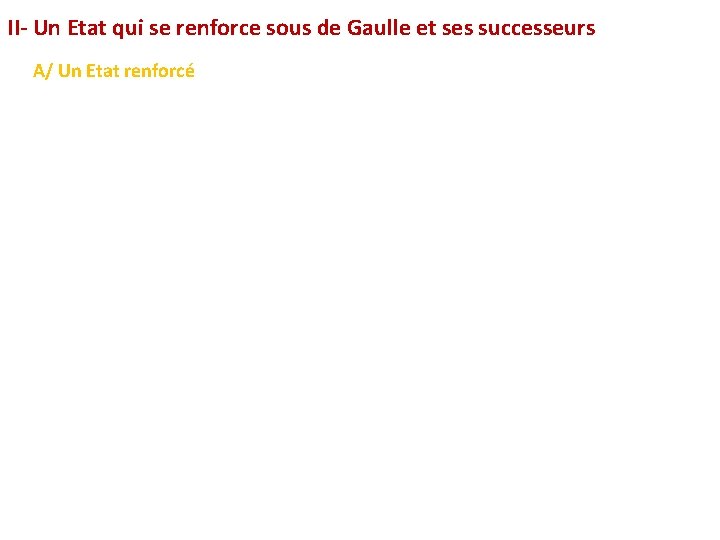 II- Un Etat qui se renforce sous de Gaulle et ses successeurs A/ Un