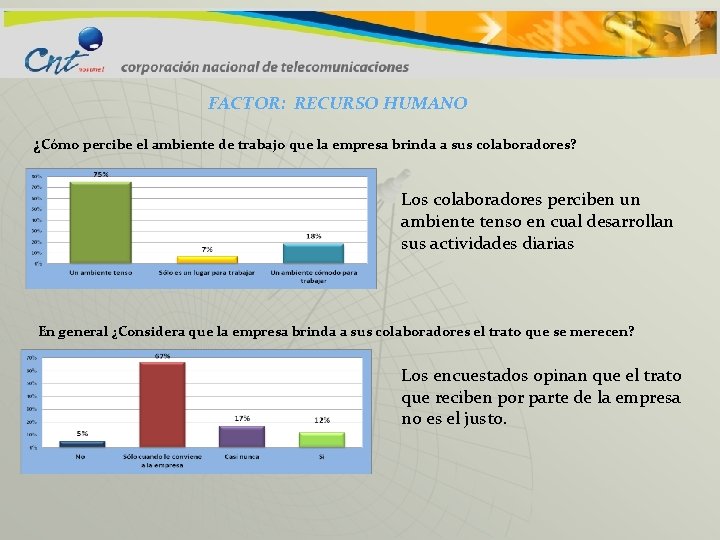 FACTOR: RECURSO HUMANO ¿Cómo percibe el ambiente de trabajo que la empresa brinda a