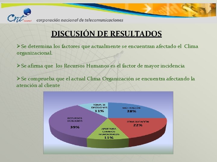 DISCUSIÓN DE RESULTADOS ØSe determina los factores que actualmente se encuentran afectado el Clima