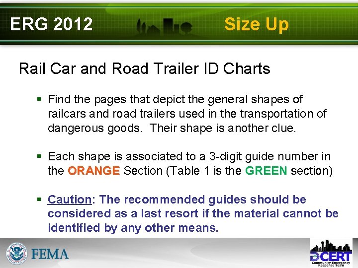ERG 2012 Size Up Rail Car and Road Trailer ID Charts § Find the