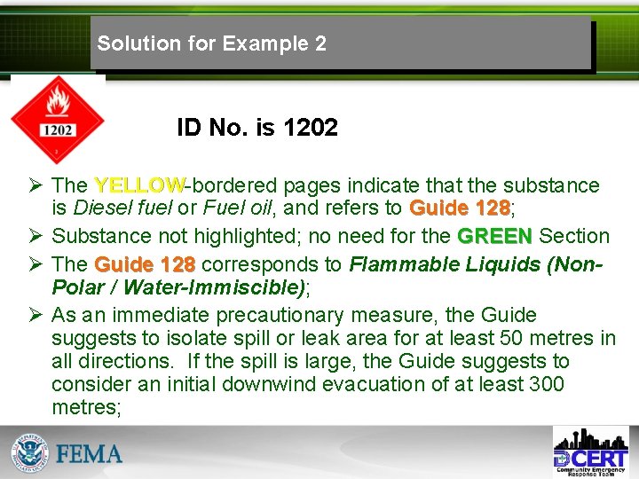 Solution for Example 2 ID No. is 1202 Ø The YELLOW-bordered pages indicate that