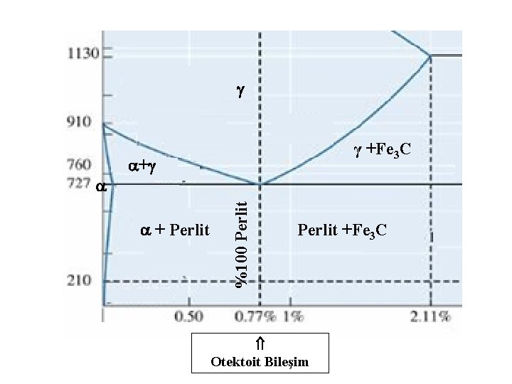  + + Perlit %100 Perlit γ +Fe 3 C Perlit +Fe 3 C