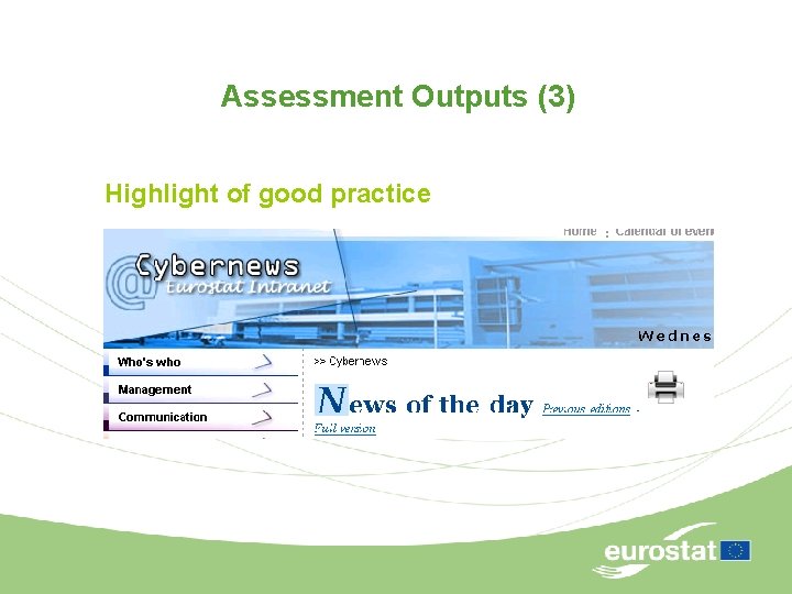 Assessment Outputs (3) Highlight of good practice 