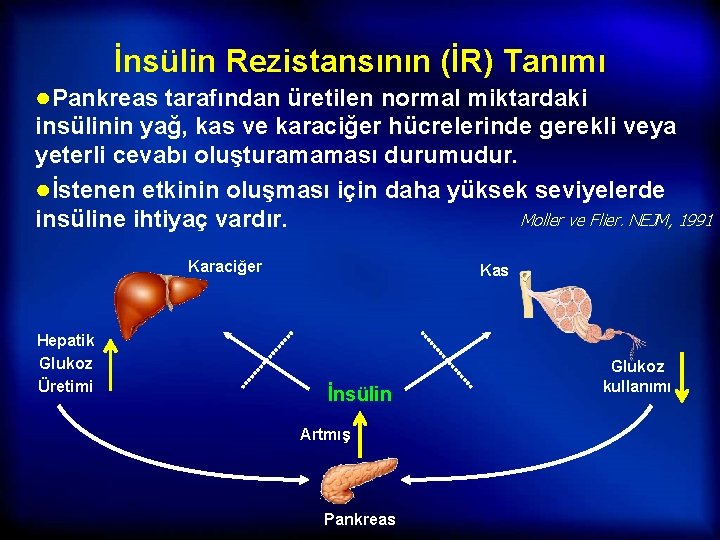 İnsülin Rezistansının (İR) Tanımı ●Pankreas tarafından üretilen normal miktardaki insülinin yağ, kas ve karaciğer