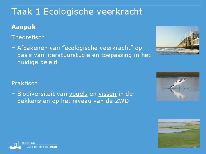 Taak 1 Ecologische veerkracht Aanpak Theoretisch - Afbakenen van ”ecologische veerkracht” op basis van