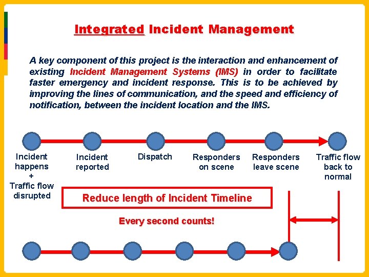 Integrated Incident Management A key component of this project is the interaction and enhancement