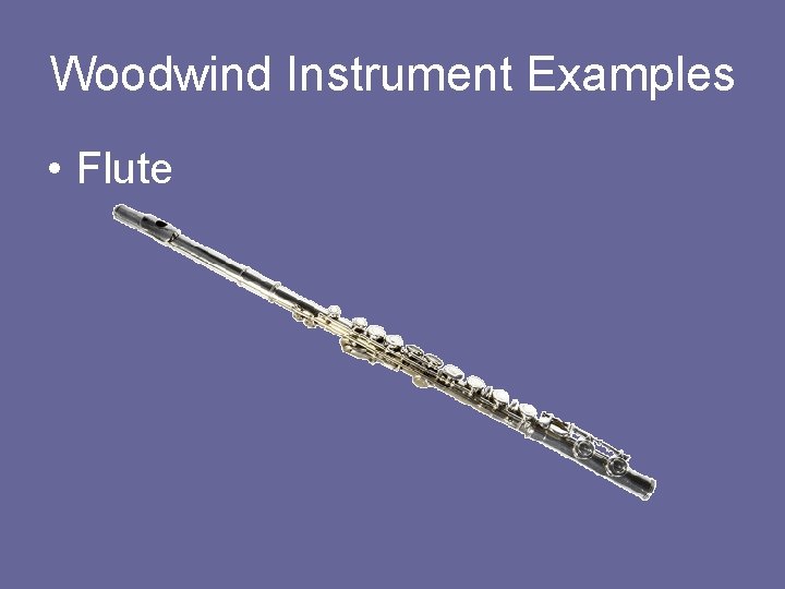 Woodwind Instrument Examples • Flute 