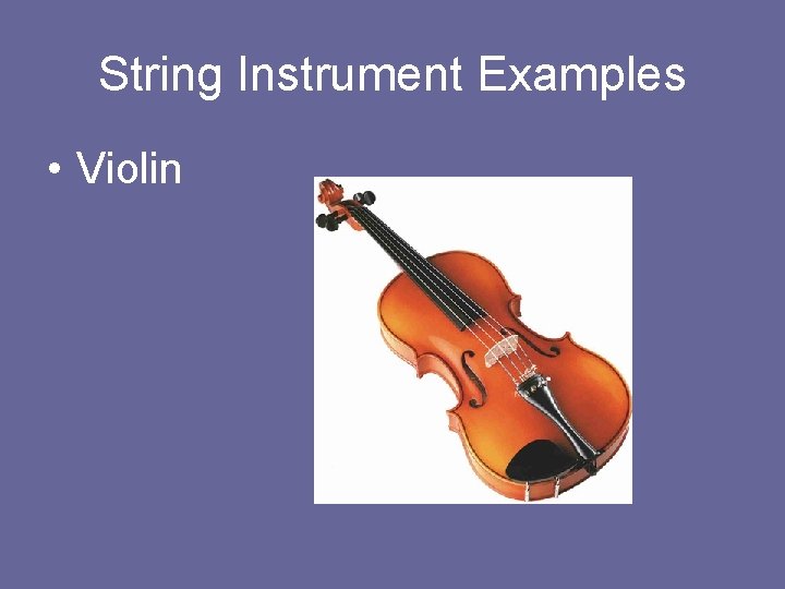 String Instrument Examples • Violin 