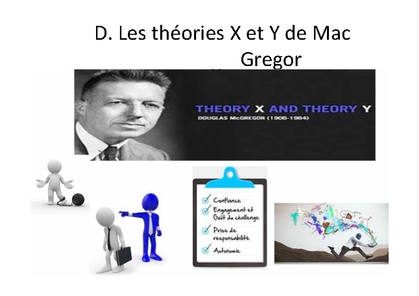 D. Les théories X et Y de Mac Gregor 